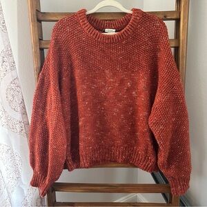 a.n.a Rust Orange Speckled Crewneck Sweater